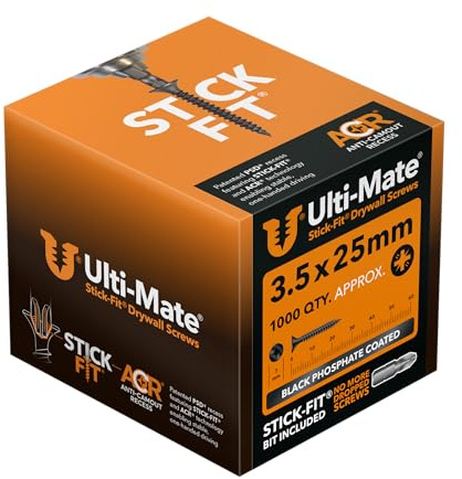 Ulti-Mate Stick-Fit Drywall Screws - 3.5 x 25mm (1000 pcs)