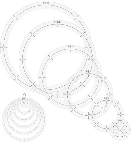 6PCS Circle Template, 1-6 Inch Round Stencil. Round Sewing Stencils for Patchwork DIY Crafts Scrapbooking