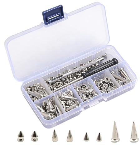 Xgvzs 80 st spikar punk rockskruv metall kon spikes för gör-det-själv-väskor kläder läder hantverk armband halsband