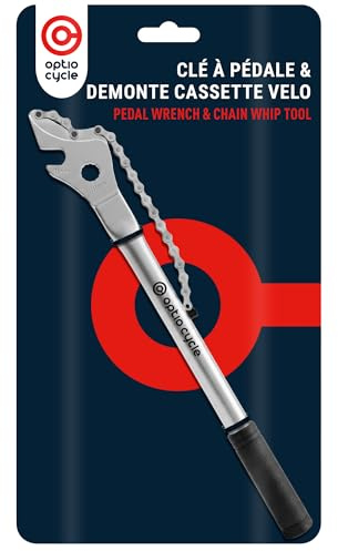 Optio Cycle Chiave per Pedali Bici 15mm Extra Lunga con Chiave per Pacco Pignoni – Attrezzo Rimozione Ruota Libera e Estrattore Pacco Pignoni 7–12 velocità | Chiavi per Bici per Pedali e Cassetta