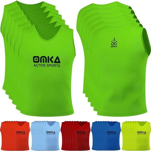 OMKA 6 Stück (6er-Set) Fußball Leibchen Lätzchen Trainingsleibchen Markierungshemd Fußballleibchen für Kinder Jugend und Erwachsene | Grün - S
