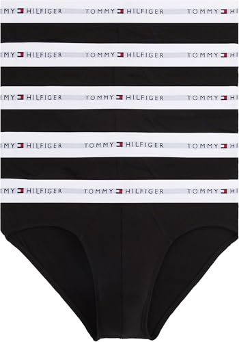 Tommy Hilfiger Men’s 5 Pack Briefs Underwear, Multicolor (Black/Black/Black/Black/Black), L