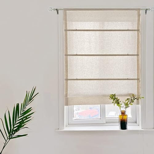 Yaland Estor plegable con cordón, lino, opaco, 120 x 150 cm, arena, 1 unidad