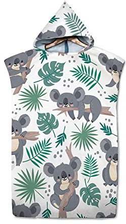 FANSU Poncho de Bain Serviette Adulte, Microfibre Surf Poncho de Surfing Changement Robe Peignoir Natation avec Capuche Serviette de Bain pour Femmes et Hommes (Koala 6,75x110cm)