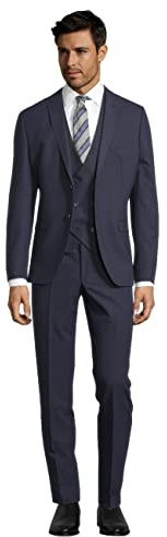 Steffen Klein Herren Anzug - Dreiteiler - Slim Fit - Größe 56 - Business Anzug mit Weste - Elastischer Komfort - Marine