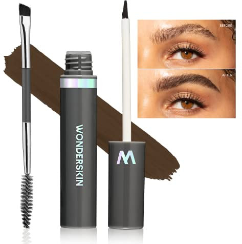 Wonderskin Dream Brow Gel para Cejas, máscara de cejas a prueba de transferencia, gel de larga duración, relleno de cejas en un solo paso, gel con tinte marrón oscuro (Castaño Oscuro)
