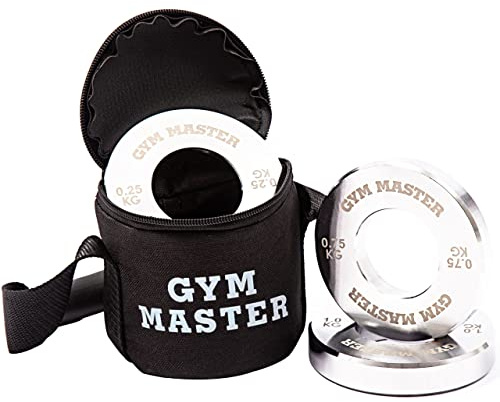 GYM MASTER Pair of Olympic 2 Fractional Change Weight Plates Precision Steel Discs - Full Set with Bag (5kg)
