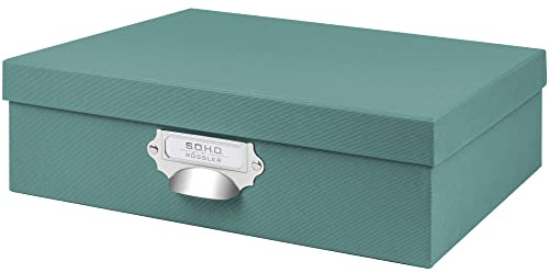 Rössler 1343452380 – S.O.H.O. Förvaringslåda med lock, 337 x 105 x 255 mm, opal, med handtag och märkbar insticksskylt