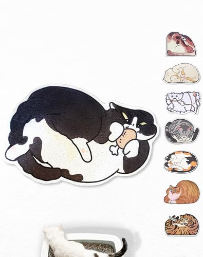 Lukamoo® Cute Cat Litter Mat (30’’x20’’), Large/L, for Kitty Litter & Cute Cat Litter Box, Litter Trapping Mat (Tuxedo)