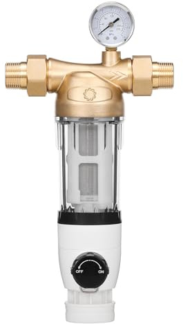 Airthereal Spin Down Water Sediment Filter, Pre-Filtration System for Whole Home, Water Filter for City and Well Water, 40 Micron Reusable Sediment Backwash Filter with 1 MNPT + 3/4 FNPT Connector