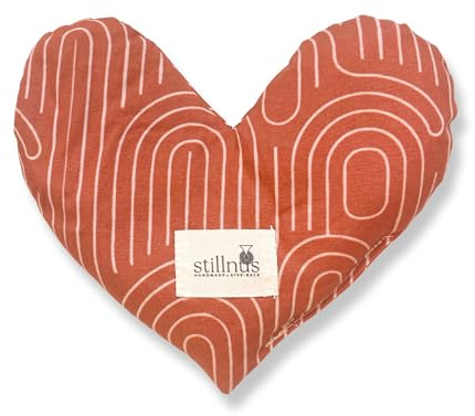 Stillnus Terra Weighted Eye Pillow – Organic Flaxseed & Lavender, Terracotta Print, Heart Shaped, Feel Better & Relaxation Gift for Women