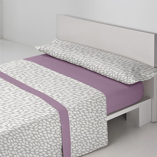 Sedalinne - Juego de Sabanas Termicas Llanes 3 Piezas - Cama 135x190 cm - Tejido Térmico Pirineo Suave - Incluye Bajera Ajustable, Encimera y Funda de Almohada - Sábanas de Invierno - Morado