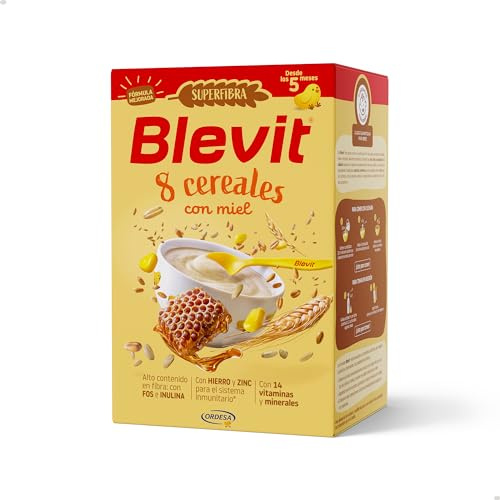 Blevit Superfibra 8 Cereales con Miel | 500g | Papilla de 8 Cereales para Bebé desde los 5 Meses - Con Miel, Vitaminas, Minerales y Fibra