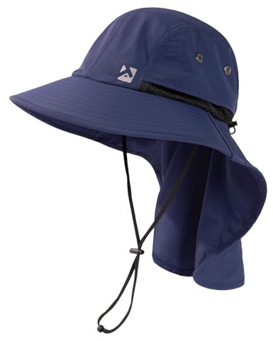 TOP-EX XL/XXL vattentät solhatt herr brett brätte solskydd mössa utomhus trekking hatt med nackskydd safari sommar mössa vikbar, 94599_marinblå, L/XL