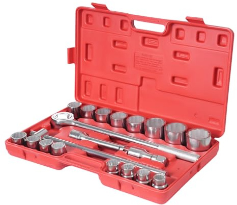 HPDTZ Steckschlüssel Set 21-teilig mit Ratsche und Verlängerung Schraubenschlüssel in verschiedenen Größen 19-50mm für Autoreparaturen und Heimwerkstatt Werkzeugkoffer