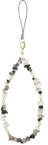 OFFCUP Schlüsselband für das Handgelenk, Kristall Stein Kies Schlüsselbänder Wristlet, Handykette Handyanhänger Keychain Handgelenksband Handschlaufe für Schlüssel Mobile Telefon Kamera -Schwarz Weiß