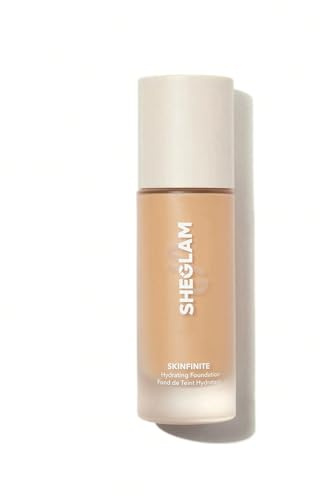 SHEGLAM Skinfinite Hydrating Foundation Flawless Dewy Foundation Hydrating Coverage Invisible Pore Concealer Pore-less Non-Greasy Lightweight Natural Soft Liquid Foundation-Peach
