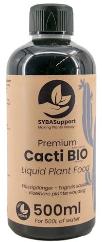 SYBASupport Kakteen Flüssigdünger – Natürlicher, Veganer Kakteendünger für Blumenerde, 500ml – Hochkonzentriert für 250L Gießwasser für Zimmerpflanzenliebhaber