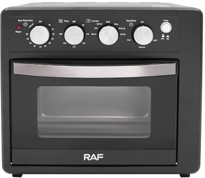 Forno elettrico per pizza, forno multifunzione, forno ad aria, 80°-230°C, friggitrice ad aria calda, capacità 25 l, friggitrice e tostapane, 1700 W, con timer, padella, ciotola di raccolta