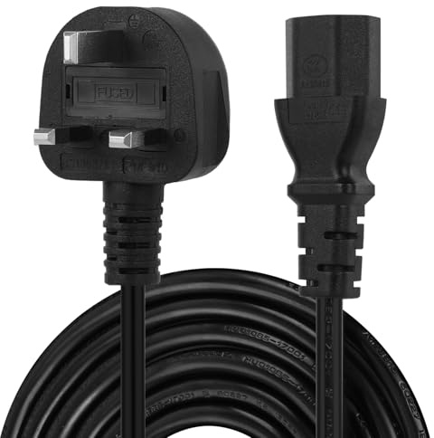 XINYUWIN Monitor Power Cable UK 3 Prong Kettle Lead IEC C13 Universal AC Power Cord Replacement, for Samsung, Dell, Sony, HP, LED LCD Smart TV and PC, Printerfor (3M/10FT)