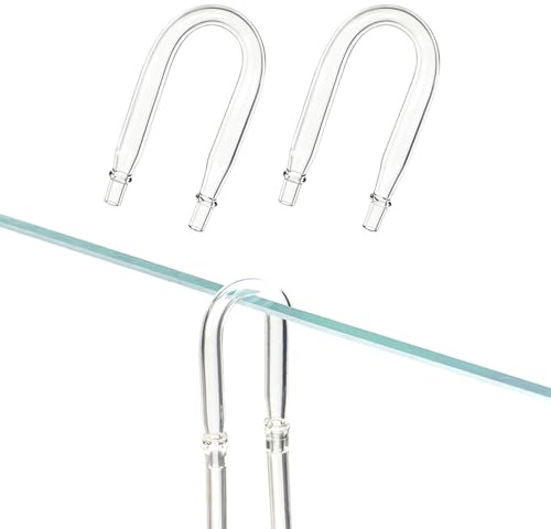LINLAN 2-Piece Aquarium Glass U-Tube Connector with Anti-Kink Design | for 4mm (5/16) ID Air Hose | Air Pump & CO2 Diffuser Accessory for Rimless Tanks​