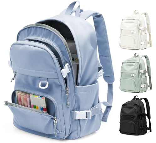 pectodox Sac à Dos College Homme Femme, Résistant Cartable Garcon Fille, Sac à Dos Scolaire Adolescents, Sac a dos avec Multi-poches, Loisir Unisexe Zaini Backpack,Bleu