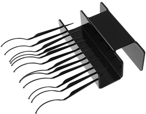 HOMSFOU Expositor para Pestañas Postizas con Soporte Negro, 1 Base con 12 Varillas Curvas, Organizador Profesional para Extensiones y Herramienta de Belleza para Estilistas de Pestañas