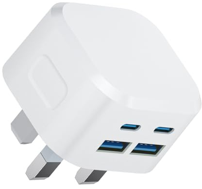 Multi USB and USB C Charger Plug UK Fast Charge,40W Multiple Ports Charging Head Dual Type C Power Adapter i Phone Apple Plugs USBC for iPhone 17 16 15 14 13 12 11 Pro Max Plus iPad 10th A16 Watch