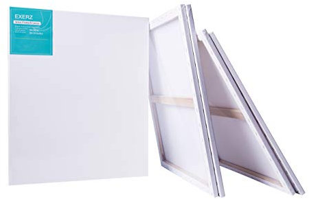 EXERZ 50x60cm Keilrahmen 4 Stück, Leinwand Gerahmte Kunstleinwände 1.7cm dick/ 280GSM, 100% Baumwolle, Dreifach grundiert, Ohne Säure, Mittelkörnig