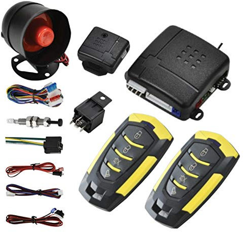 Riloer Chiusura centralizzata per auto, kit centrale per telecomando automatico universale, serratura per portiera del veicolo con sensore di scossa, scatola di controllo, 2 telecomandi di ricambio