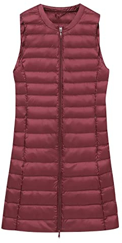 Doudoune Longue Légère sans Manche Femme Veste Doudoune Fine Legere sans Manches Femme Gilet Matelassé Blouson sans Manche Femme Duvet Grande Taille Chaude Puffer Jacket sans Manche Femme Rouge 3XL