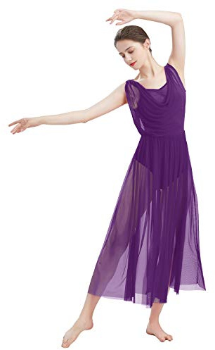 Robe de danse sans manches avec col en V et dos nu - Maillot de ballet - Salsa - Ballerine - Dancewear, Violet, M