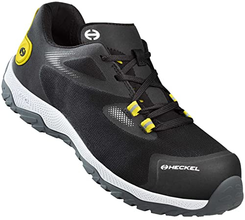 Heckel - Zapatillas de Seguridad S1P Ligeras y Flexibles - MS 100 Low, Negro/Amarillo, 43 EU