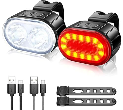 Bike Lights Super USB Rechargeable Bicycle Light Front and Rear Taillight LED Light for Bike Night Riding Cycle Light for Road Safety Waterproof