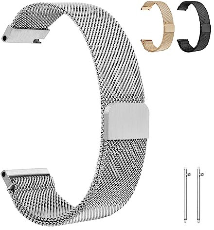 OFFCUP Edelstahl Uhrenarmband 22MM, Magnetverschluss Smartwatch, Uhren Armband Ersatz Metall mit Magnetverschluss, Smartwatch mit Schnellverschluss, für Damen Herren(Silber)