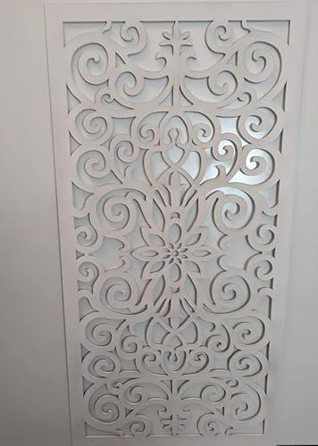 Laserkris Grille décorative pour radiateur - Panneau MDF perforé de 6 mm d'épaisseur (1200 mm x 610 mm) - Motif G16 (1200 mm x 610 mm, blanc apprêté)