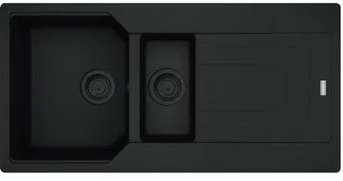 Kitchen Sink Made of Granite (Fragranite) with Single and a Half Bowl from Franke Urban UBG 651-100 - Black matt/Black Drainer - 114.0693.541