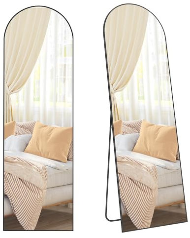 SONGMICS Ganzkörperspiegel, 160 x 50 cm, gewölbter Standspiegel, Rahmen aus Aluminiumlegierung, Hartglas, für Schlafzimmer, Wohnzimmer, Garderobe, tintenschwarz LFM031B01