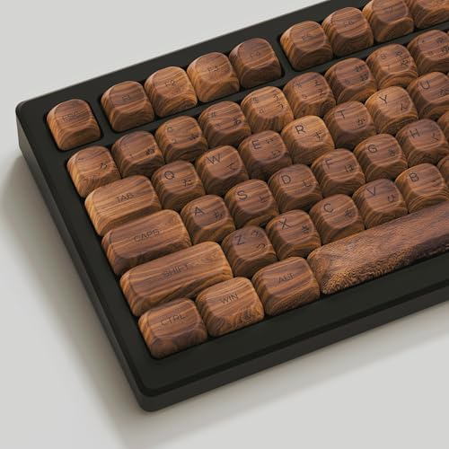 Womier Touches de clavier PBT – Lot de touches personnalisées à sublimation MOA, clavier 75 %, touches pour clavier mécanique Cherry MX 61/64/68/84/87/100/104/108, couleur noyer