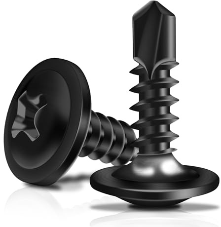 Marysino 100Pcs #8 x 1/2 Black Self Tapping Screws for Metal, 410 Stainless Steel, Sheet Metal Screws for Metal, Truss Head High-Strength Quick Tapping