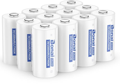 BONAI CR123A Pilas de Litio 3V 1500mAh no es Recargable y Baja Autodescarga, Adecuada para Linternas, Cámaras, Juguetes, Micrófonos e Instrumentos Inteligentes - Paquete de 12