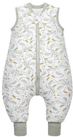 MIKAFEN Bambini Sacco nanna invernale con gambe 2,5 Tog, cotone,Sacco nanna con piedini,105-115 cm/4-5 anni,Anatra