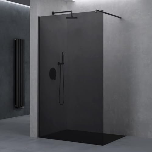 doporro Luxus Duschwand für Dusche Duschabtrennung Walk-In Dusche 8mm ESG-Sicherheitsglas vollgrau inkl. Nanobeschichtung Bremen01VG