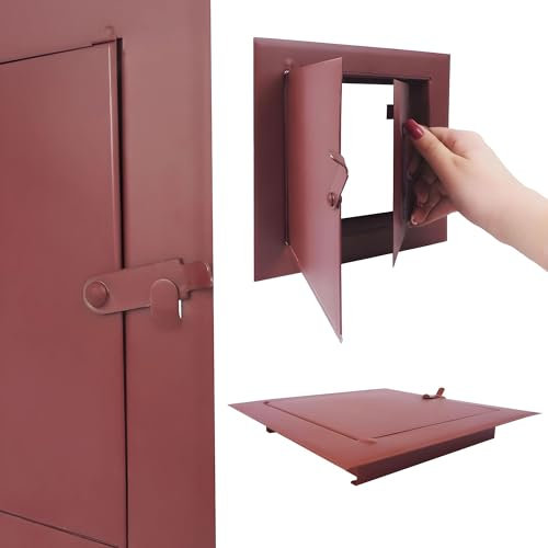 BAUSTER® 1 porte de cheminée, 14 x 14 cm, en métal, anti-saleté, peinte en marron, ouvertures dans la cheminée qui peuvent être ouvertes pour nettoyer la cheminée