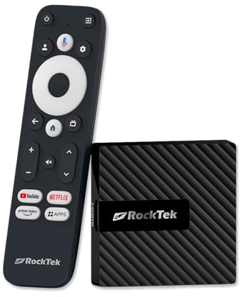 RockTek GB1 Android TV Box Realtek RTD 1315C CPU ARM Cortex-A55 quad-core, GPU Mali-G57, 2GB RAM, 16GB eMMC, telecomando Bluetooth, Wi-Fi 5, BT 5.0, HDMI 2.1, 4Kx2K@60fps, OS Android TV 12