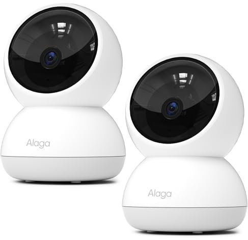 Alaga Telecamera Wi-Fi Interno 3K, Videocamera Sorveglianza, 5G, AI Rilevamento del Movimento, Visione Notturna, Compatibile con Alexa e Google Assistant, 2PACK(Include 3 mesi di archiviazione cloud)