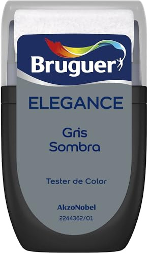 Bruguer ELEGANCE Pintura Monocapa ExtraMate, Paredes y Techos, Interior, Exterior protegido, Alta Durabilidad, UltraLavable, Resistente al Desgaste y Manchas Gris Sombra 30 ml