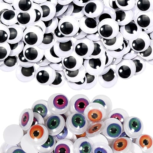 TOAOB 250pcs 20mm 25mm Googly Wiggle Eyes with Self Adhesive Round Plastic Craft Sticker Eyes DIY Arts Scrapbooking Accessories
