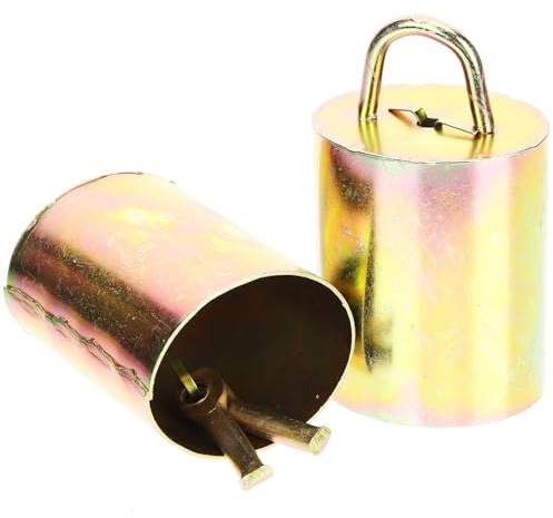 Homoyoyo Cencerro Rústico de Metal Dorado para Ganado y Mascotas, Resistente al Desgaste y Antipérdida, Adecuado para Pastoreo y Manualidades, Paquete de 2 Unidades