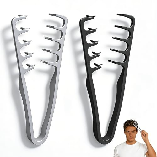 2 Pezzi Pettine Denti Larghi Pettine Texture, Pettine Volumizzante Capelli, Pettine Capelli Mossi 2 In 1 per Volume e Sollevamento, Pettine Volumizzante a Denti Larghi per Tutti I Tipi di Capelli
